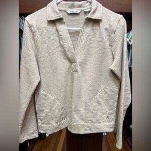 Orvis XS Heathered Oatmeal Polo Pullover